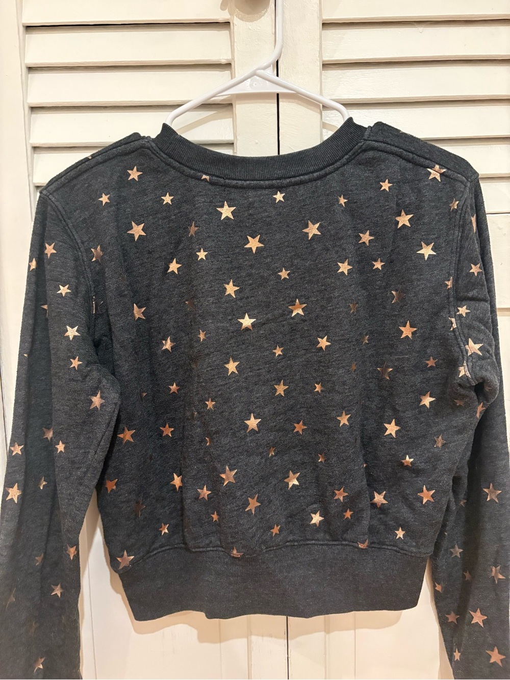 Spiritual Gangster Charcoal Star Print Cropped Sweatshirt - Picture 5 of 6